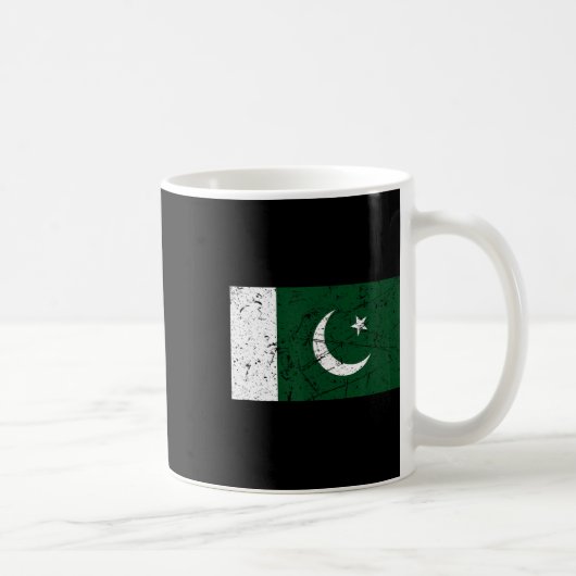 パキスタンの旗グランジ レトロ衣料 記念品 パキス コーヒーマグカップ (右)