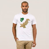 パキスタンの旗 ハートと地図 Tシャツ (正面フル)