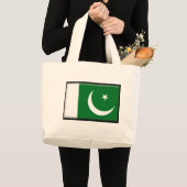 パキスタンの旗 ラージトートバッグ (正面(商品))