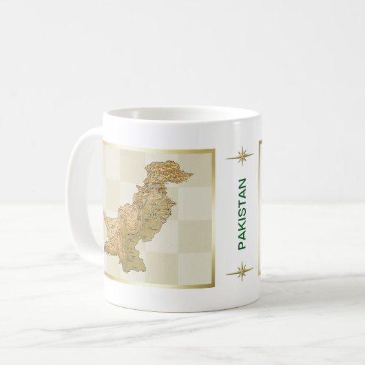 パキスタンの旗 + 地図のマグ コーヒーマグカップ (正面左)