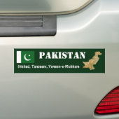パキスタンの旗+地図ステッカー バンパーステッカー (車上)