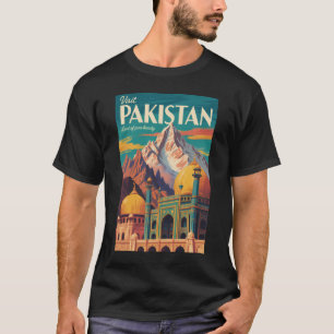 パキスタンの風景イラスト 旅行アート ヴィンテージ Tシャツ