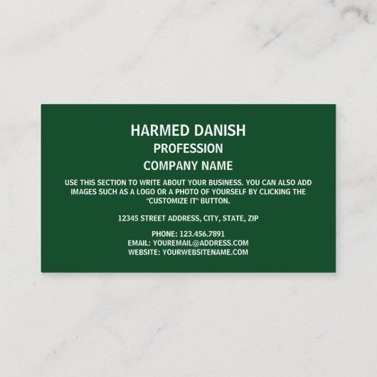 パキスタン国旗と州エンブレム、パキスタン国旗 名刺 (裏面)