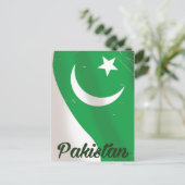 パキスタン国旗のヴィンテージ旅行ポスター ポストカード (スタンド正面)
