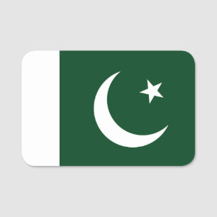 パキスタン国旗を持つ愛国的な名前タグ 名札