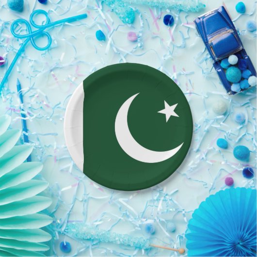 パキスタン国旗を持つ愛国的紙プレート ペーパープレート (パーティー)