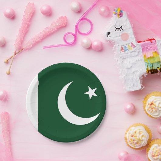 パキスタン国旗を持つ愛国的紙プレート ペーパープレート (パーティー)