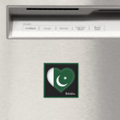 パキスタン国旗&パキスタンハート休日/スポーツ マグネット (インサイチュ (食洗機))