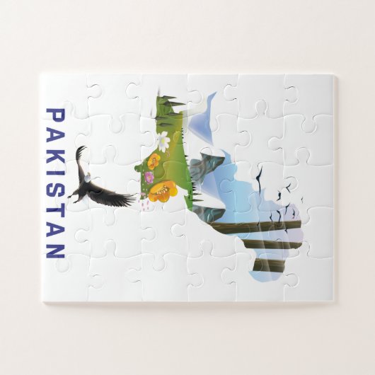 パキスタン旅行のポスター地図 ジグソーパズル (横)