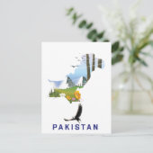 パキスタン旅行ポスター地図 ポストカード (スタンド正面)