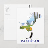 パキスタン旅行ポスター地図 ポストカード (正面/裏面)
