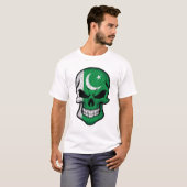 パキスタン笑顔スカル国旗 Tシャツ (正面フル)