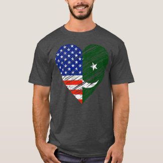 パキスタン米ハート米国国旗 Tシャツ