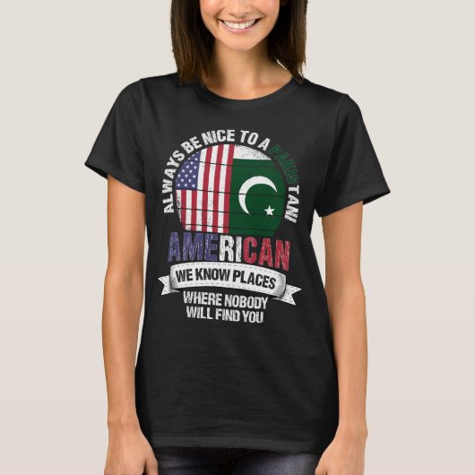 パキスタン系アメリカ人知るパキスタン国旗 Tシャツ (正面)