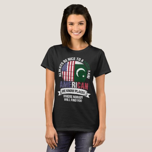 パキスタン系アメリカ人知るパキスタン国旗 Tシャツ (正面フル)