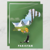 パキスタン イラスト旅行地図 招待状 (正面/裏面)