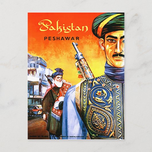 パキスタン、ペシャワールからの兵士、ヴィンテージ旅行 ポストカード (正面)