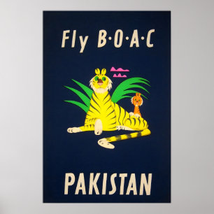 パキスタン 旅行ポスター BOAC航空会社のアートプリント ポスター