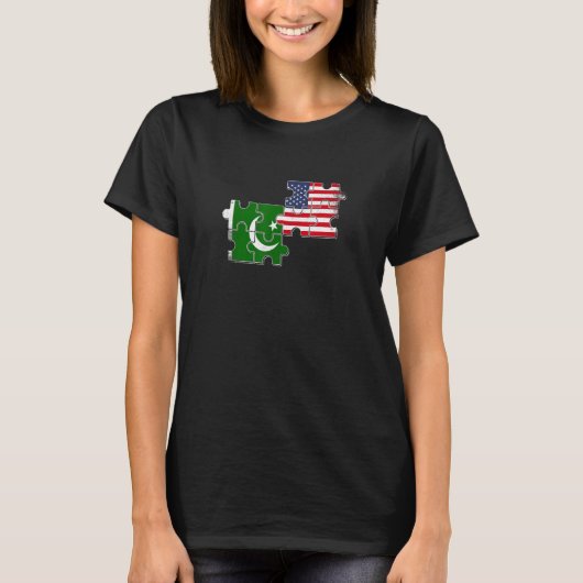 パキスタンUSAパキスタン米国国旗 Tシャツ (正面)