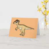 パキセファロザウルスの可愛いイラストレーション カード (黄色い花)