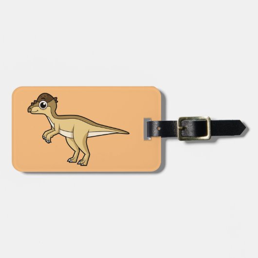 パキセファロザウルスの可愛いイラストレーション ラゲッジタグ (正面横)