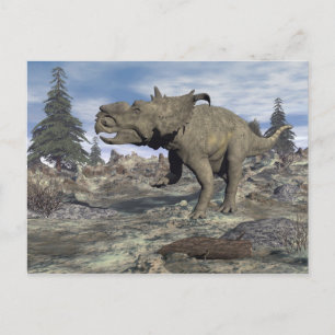 パキライノサウルス歩く- 3D描写恐竜 ポストカード