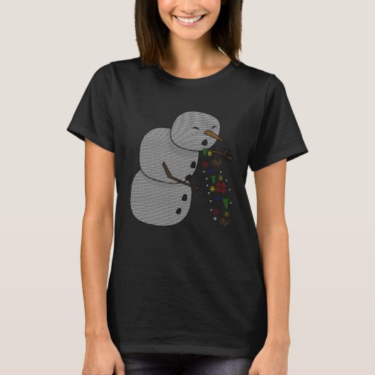 パキング雪だるまいけな醜い飲みクリスマス Tシャツ (正面)