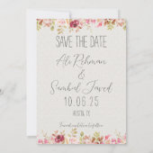 パキ結婚スタン夫婦イラストレーション セーブザデート (裏面)