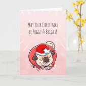 パギーと明るいクリスマスのパグカード カード (黄色い花)