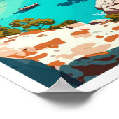 パクソスギリシャ旅行ヴィンテージイラストレーション ポスター (角)