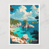 パクソスギリシャ旅行ヴィンテージイラストレーション ポストカード (正面)