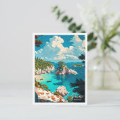 パクソスギリシャ旅行ヴィンテージイラストレーション ポストカード (スタンド正面)