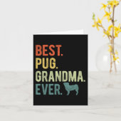 パグおばあちゃん 犬好きな人へ 母の日のプレゼント カード (黄色い花)