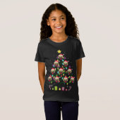 パグおもしろいクリスマスツリーカラーLedライト Tシャツ (正面フル)
