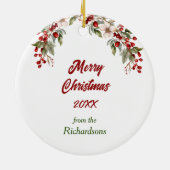 パグおもしろいドッグがクリスマスをいけな定義 セラミックオーナメント (裏面)