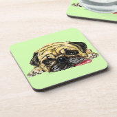 パグおもしろいドッグとコースター – あなたの色 コースター (左側)