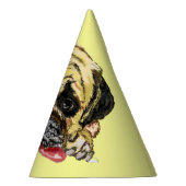 パグおもしろいドッグとパーティー帽子 – あなたの色 パーティーハット (右)