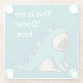 パグおもしろいドッグプガザウルスが「完了」  ガラスコースター (裏面)