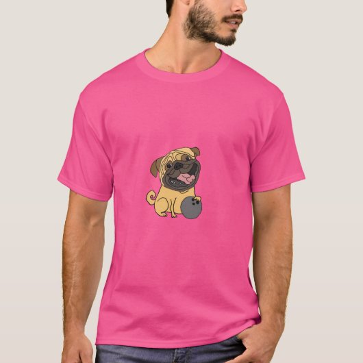 パグおもしろいドッグボーリング漫画 Tシャツ (正面)