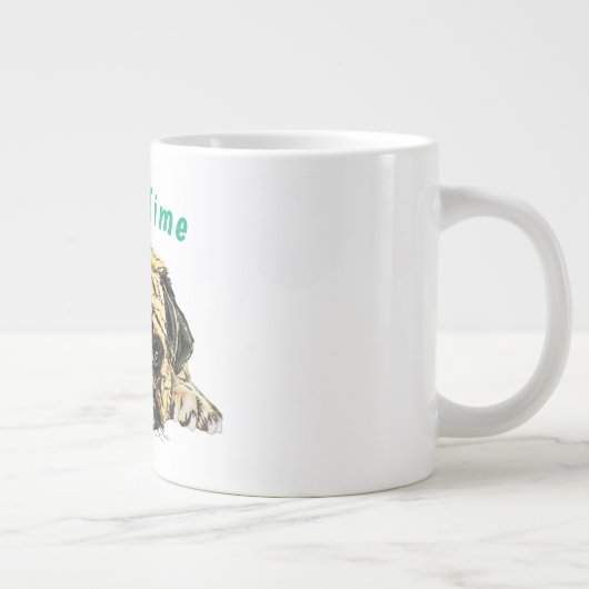 パグおもしろいドッグ付きコーヒーマグ – カスタム文字 ジャンボコーヒーマグカップ (右)