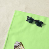 パグおもしろいドッグ付きビーチタオル及びカスタム文字 ビーチタオル (インサイチュ)