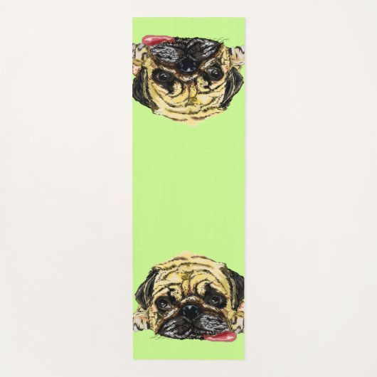 パグおもしろいドッグ付きヨガマット – カスタム ヨガマット (正面)