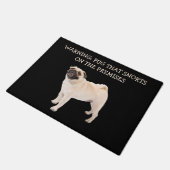 パグおもしろいドッグ警告ズ ドアマット (アングル)