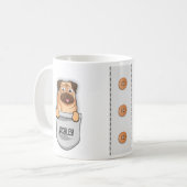 パグおもしろいペット飼育犬の愛犬ポケットパピーかわいい コーヒーマグカップ (正面左)