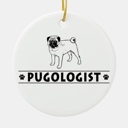 パグおもしろい犬 セラミックオーナメント (正面)