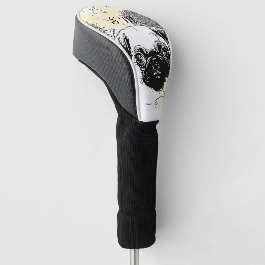 パグおよびヒマワリのゴルフクラブカバー ゴルフヘッドカバー (アングル)