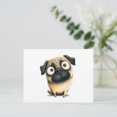 パグお洒落間抜け ポストカード (スタンド正面)