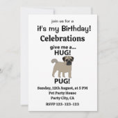パグがハグして パグの誕生日 招待状 (正面)