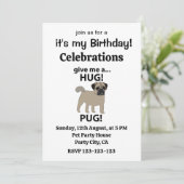 パグがハグして パグの誕生日 招待状 (スタンド正面)