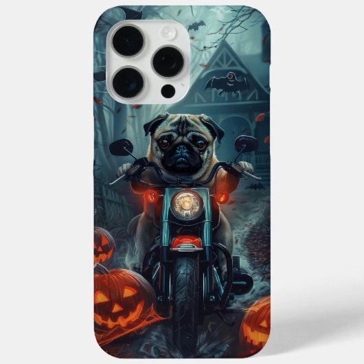 パグがバイクに乗るハロウィーンの怖いデザイン Case-Mate iPhoneケース (裏面)